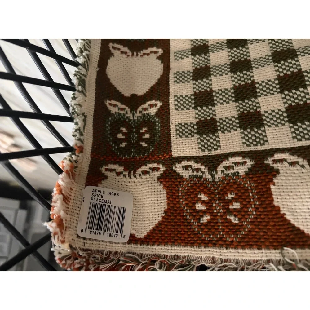 Apple Jacks Spice Woven Tapestry Placemat Fringed Farmhouse Decor 13x18
